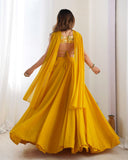 Ready To Wear Red & Yellow Faux Georgette Embroidery Work Lehenga Choli With Dupatta