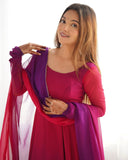 Ready To Wear Dark Pink Soft Georgette Embroidery Work Anarkali Suit With Dupatta