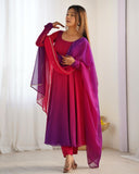 Ready To Wear Dark Pink Soft Georgette Embroidery Work Anarkali Suit With Dupatta