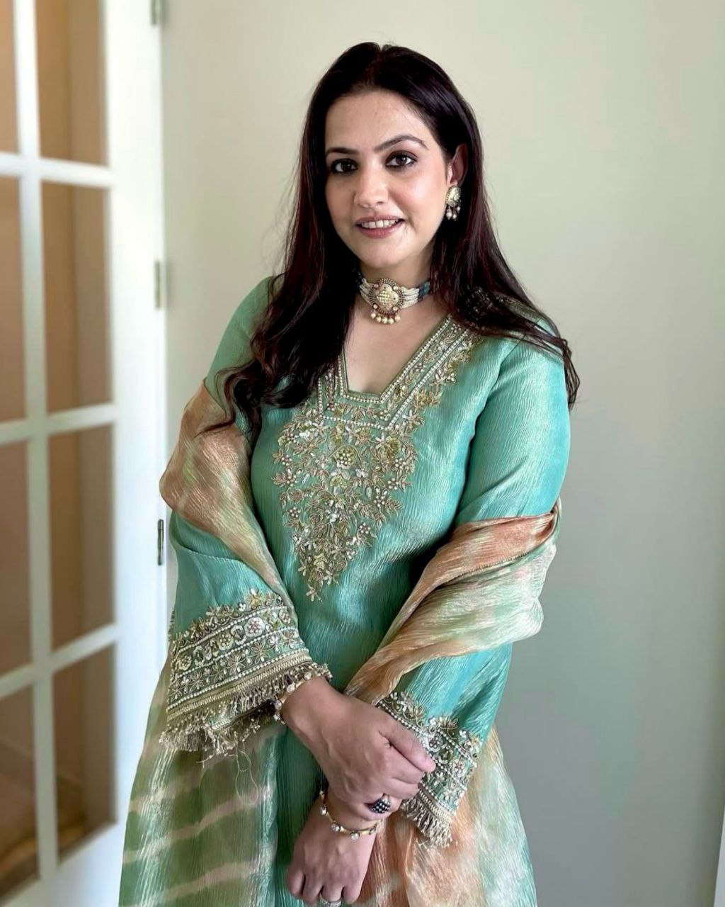Ready To Wear Sea Green Silk Sequence Work Salwar Suit With Dupatta