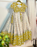 Ready To Wear Cream With Green , Yellow , Red & Black Silk Embroidery Work Lehenga Choli With Dupatta