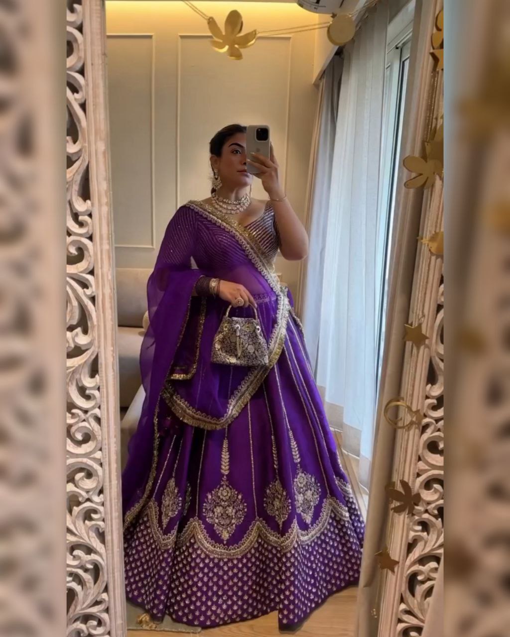 Ready To Wear Purple Chinon Silk Embroidery Work Lehenga Choli With Dupatta