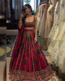 Ready To Wear Dark Pink Organza Silk Embroidery Work Lehenga Choli With Dupatta