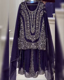 Ready To Wear Red , Blue & Purple Soft Georgette Embroidery Work Sharara Suit With Dupatta