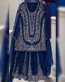 Ready To Wear Red , Blue & Purple Soft Georgette Embroidery Work Sharara Suit With Dupatta