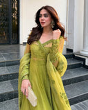 Ready To Wear Dhani Net Embroidery Work Lehenga Choli With Dupatta And Koti