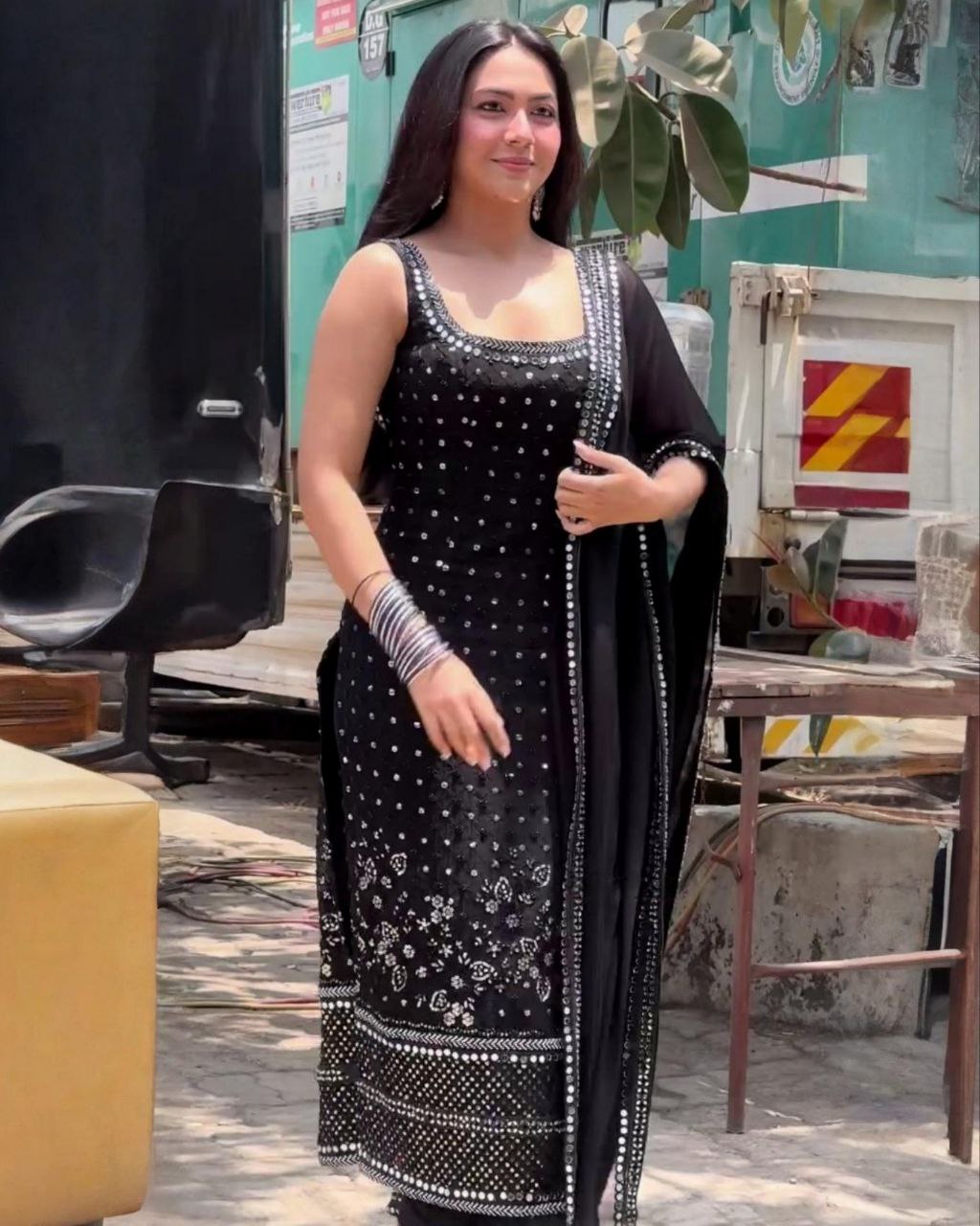 Exclusive Black Soft Georgette Embroidery Work Pant Suit With Dupatta