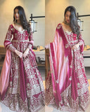 Exclusive Mauve Soft Georgette Embroidery Work Anarkali Lehenga With Dupatta