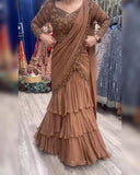 Ready To Wear Copper Soft Georgette Embroidery Work Lehenga Saree With Blouse
