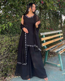 Ready To Wear Black & Yellow  Soft Georgette Embroidery Work Sharara Suit With Dupatta