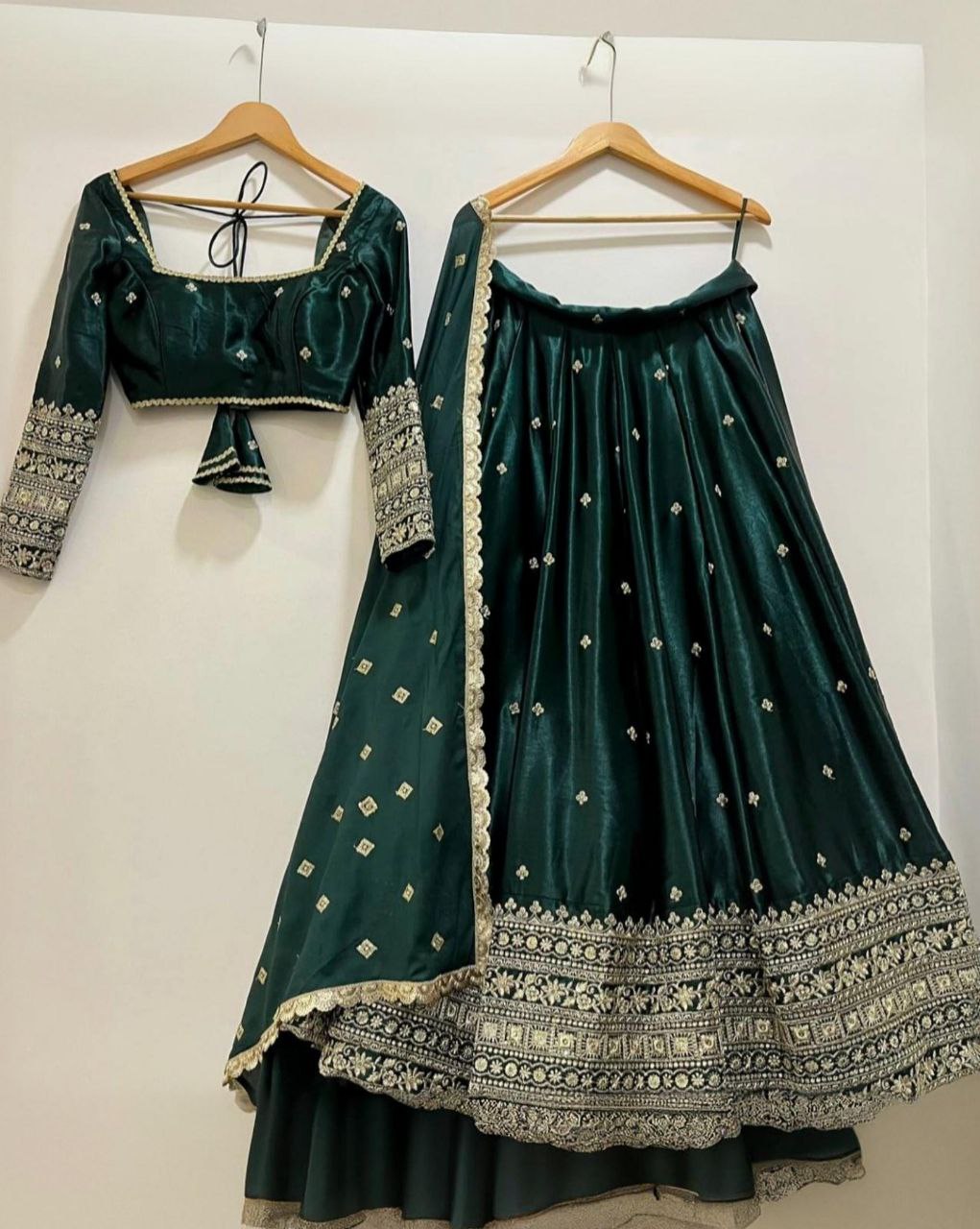 Ready To Wear Yellow & Green Heavy Silk Embroidery Work Lehenga Choli With Dupatta
