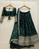 Ready To Wear Yellow & Green Heavy Silk Embroidery Work Lehenga Choli With Dupatta