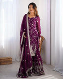 Ready To Wear Grape Soft Georgette Embroidery Work Gharara Suit With Dupatta