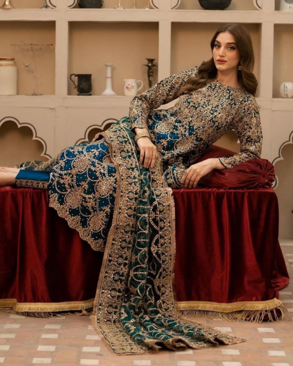 Ready To Wear Rama Soft Georgette Embroidery Work Pakistani Suit With Dupatta