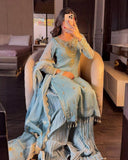 Ready To Wear Sea Green Soft Georgette Sequence Work Palazo Suit With Dupatta