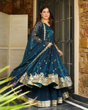 Ready To Wear Maroon & Morpinch Silk Embroidery Work Sharara Suit With Dupatta