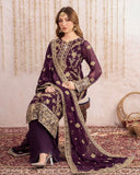 Ready To Wear Dark Purple Soft Georgette Embroidery Work Pakistani Suit With Dupatta