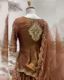 Ready To Wear Bronze Silk Moti Work Lehenga Choli With Dupatta