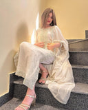 Ready To Wear White Soft Georgette Embroidery Work Pant Suit With Dupatta