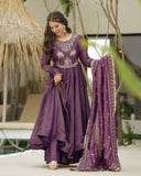 Ready To Wear Lavender Embroidery Work Anarkali Suit With Dupatta