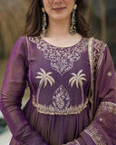 Ready To Wear Lavender Embroidery Work Anarkali Suit With Dupatta