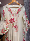 Ready To Wear Cream Lavender Grey Wine Mehandi Maroon Rayon Satin Kurti Embroidery Pant With Dupatta
