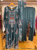 Ready To Wear Golden Sky Blue Wine Dark Aqua Green IMP Rayon Cotton Kurti Pant With Dupatta