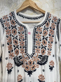 Ready To Wear White Brown Rayon Cotton Chikankari Kurti Palazo