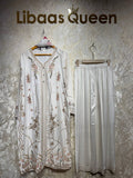 Ready To Wear White Wine Rayon Satin Embroidery Kurti Palazo With Dupatta