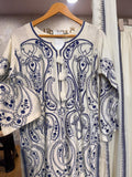 Ready To Wear Cream Antique Gold IMP Rayon Cotton Kashmiri Work Kurti Palazo With Dupatta