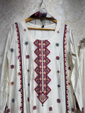 Ready To Wear White Rayon Satin Embroidery Kurti Palazo With Dupatta