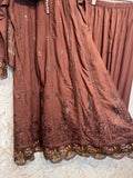 Ready To Wear Brown Rayon Satin Embroidery Anarkali Suit With Dupatta