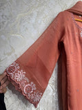 Ready To Wear Peach IMP Crunchy Silk Embroidery Kurti Farshi Salwar With Dupatta