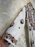 Ready To Wear White Brown Rayon Cotton Chikankari Kurti Palazo