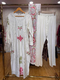 Ready To Wear Dusty Mauve Walnut Brown Sage Green White Black IMP Rayon Cotton Kurti Pant With Dupatta