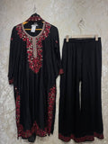 Ready To Wear Black And Pink Rayon Satin Embroidery Kurti Palazo With Dupatta