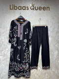Ready To Wear Cream Wine Brown Black Rayon Satin Embroidery Kurti Pant With Dupatta