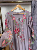 Ready To Wear Cream Lavender Grey Wine Mehandi Maroon Rayon Satin Kurti Embroidery Pant With Dupatta