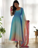 Gorgeous Multi Color Pure Georgette Colorful Padding Anarkali Suit With Dupatta