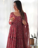 Gorgeous Fox Georgette Kalamkari Print Anarkali Gown With Dupatta