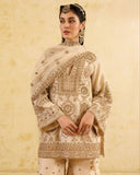Ready To Wear Cream Chinon Silk Embroidery Work Palazo Suit With Dupatta
