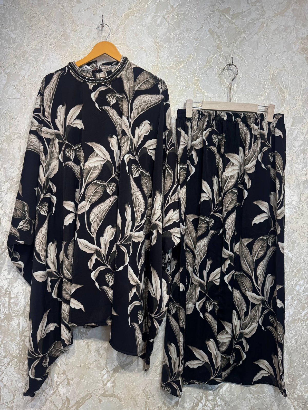 Ready To Wear Black Brwon IMP Rayon Satin Turkish Kaftan Palazo