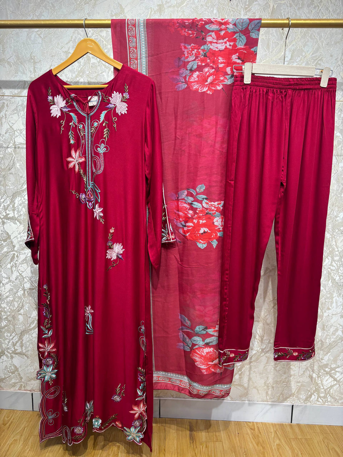 Ready To Wear Viral Long Kaftan Suit With Beautiful Embroidery Thread And Cut Work