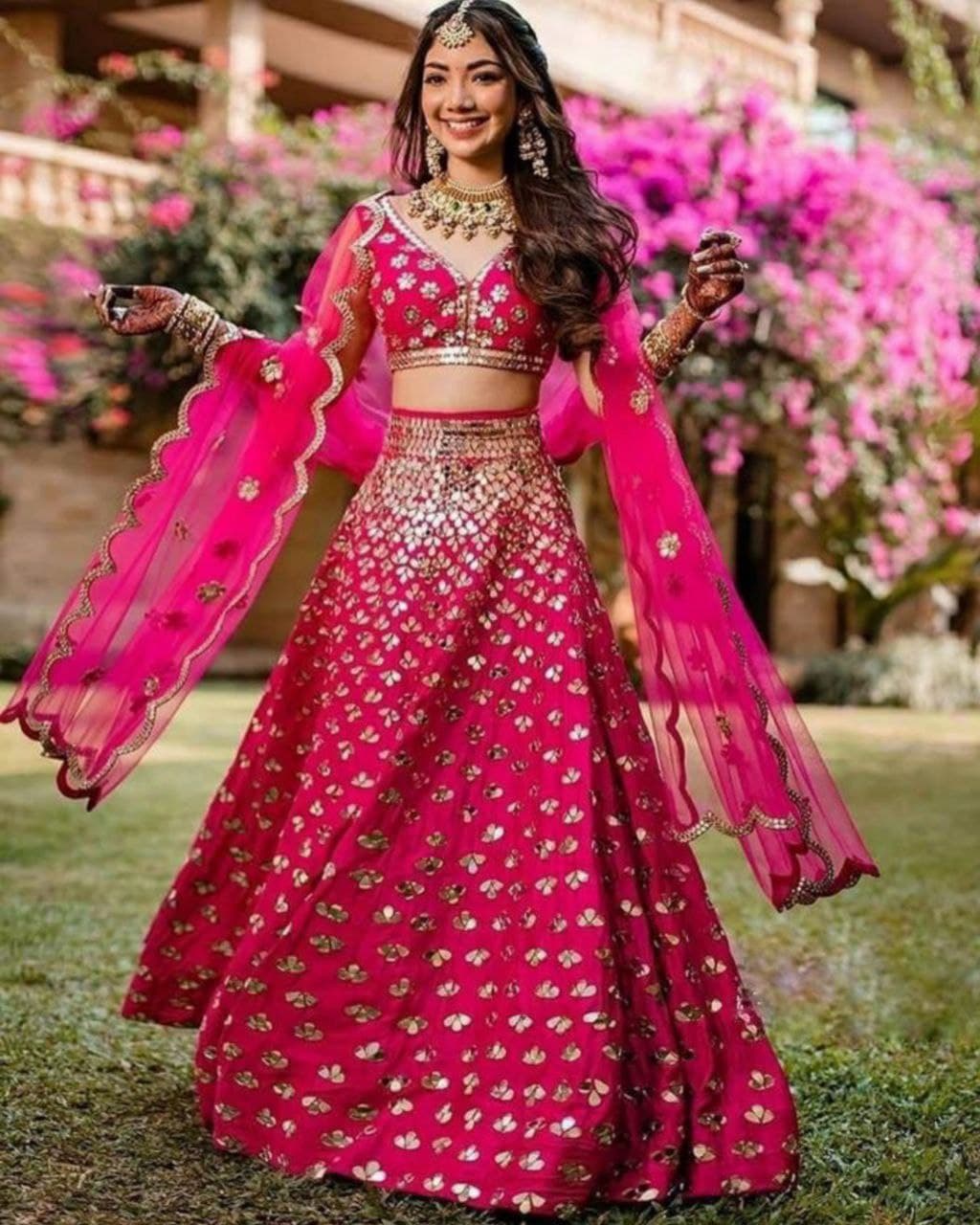 Nothing We Love More Than A Glimmering Mirrorwork Lehenga! | Indian  bridesmaid dresses, Party wear indian dresses, Simple lehenga