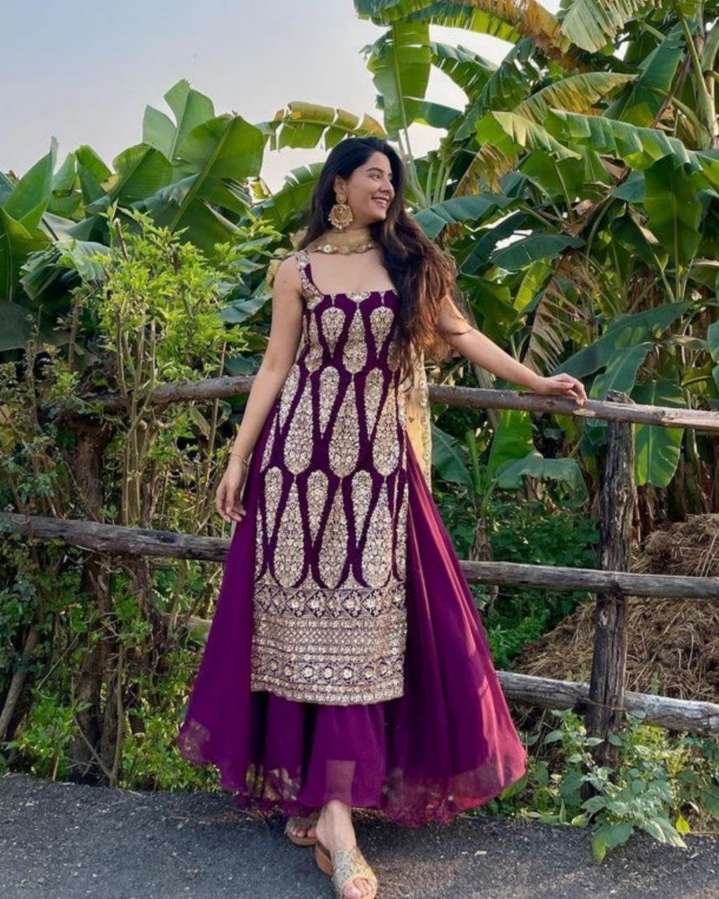 Sonakshi Sinha Making Style Statement in Purple Sharara Suit