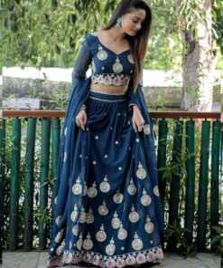 Exclusive Morpinch Pure Georgette Embroidery Work Lehenga Choli With Dupatta