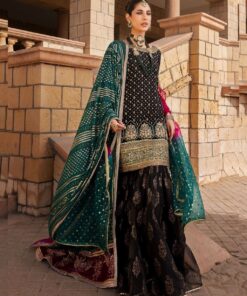 Beautiful Pure Georgette Thread Work Pakistani Sharara Suit With Dupatta