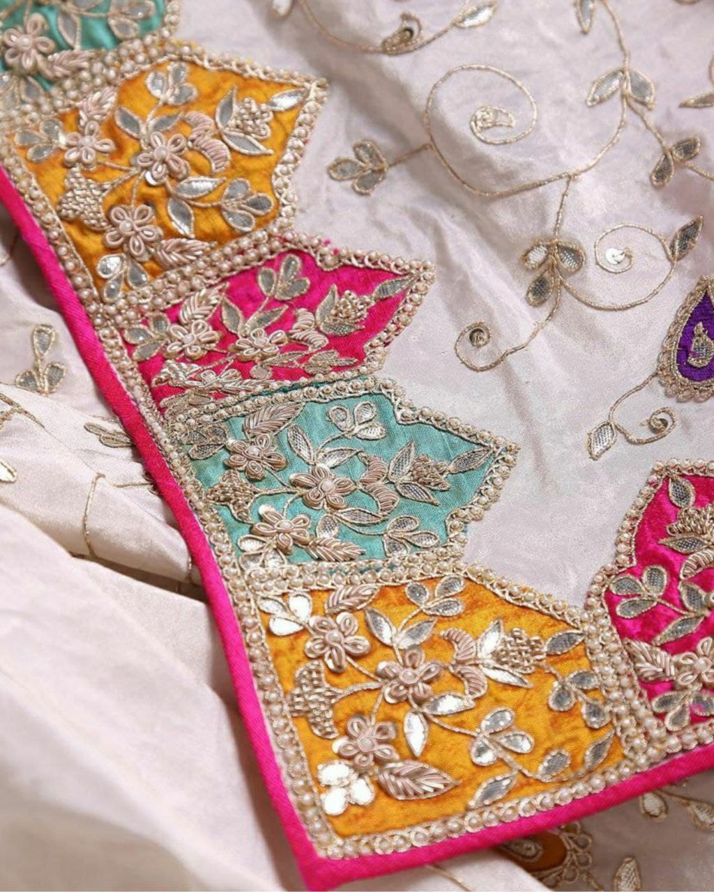Buy White mirror work Applique Saree on Noyel fabric | Handloom Saree  Online – Putul's Fashion