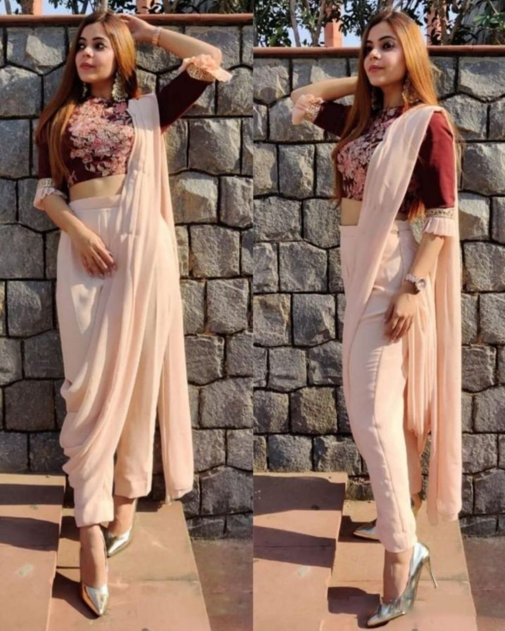 Pant style saree inspired by Shilpa Shetty | Fashion pants, Saree look, Indo  western saree