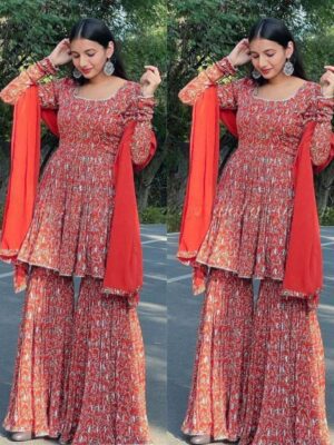 New Latest Sharara Suit With Short Kurti For Wedding 2022